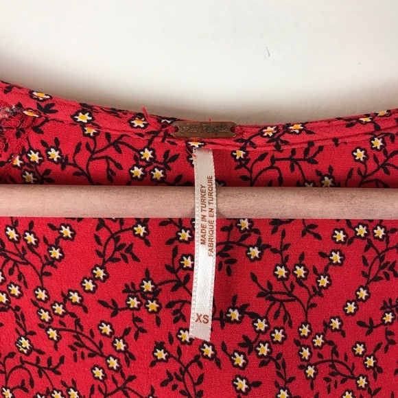 Free People Clara Red Floral Tunic Dress Size XS - Picture 11 of 15
